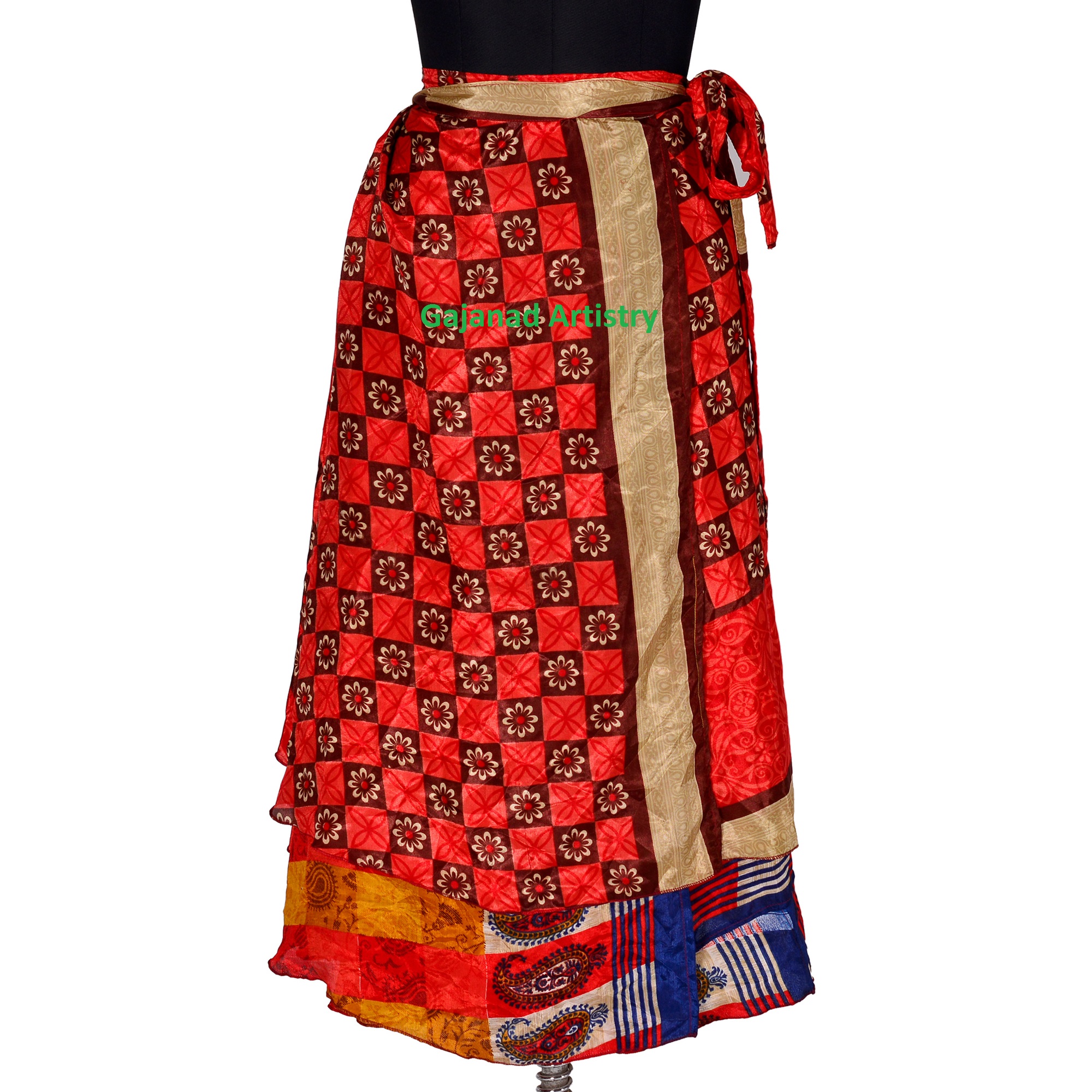Boho Skirt Indian Silk Skirts Maxi Long Bohemian Summer Wrap Hippie Reversible Skirts For Women
