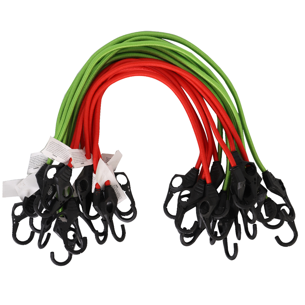 Heavy Duty new design16 pcs 24 inch Red 32 inch Green With Finger-Hole Hooks bungee cords