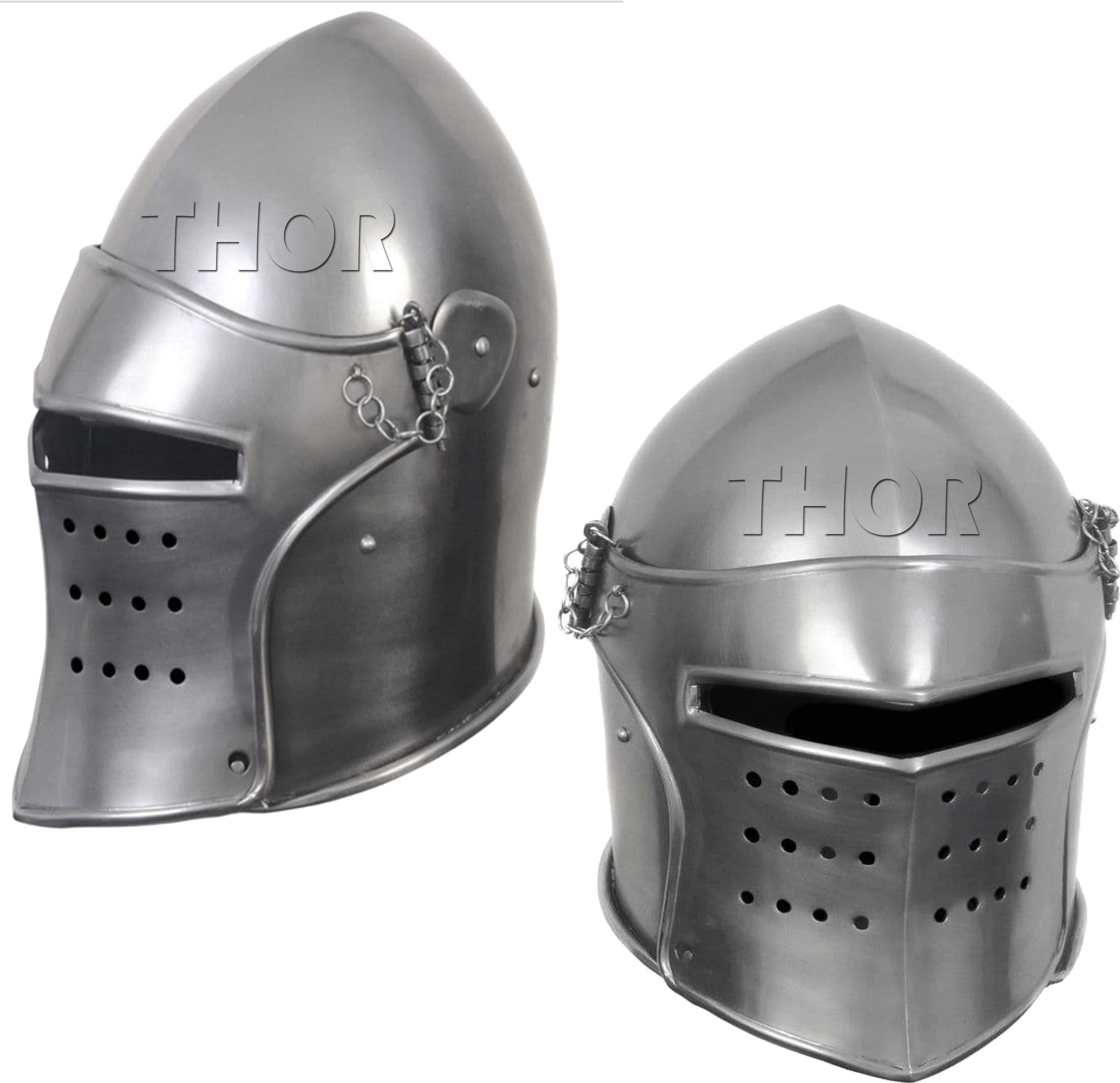 Medieval Knight Barbuda Armor Helmet Crusader Templar Helmet with liner Silver Polished