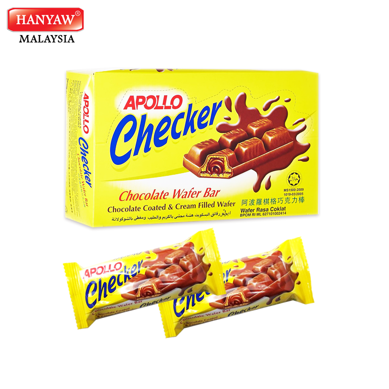 [Malaysia] Fast Shipping + Halal Certified Apollo Checker Chocolate Wafer Bar (24 Box x 24Pcs x 18g/Ctn)