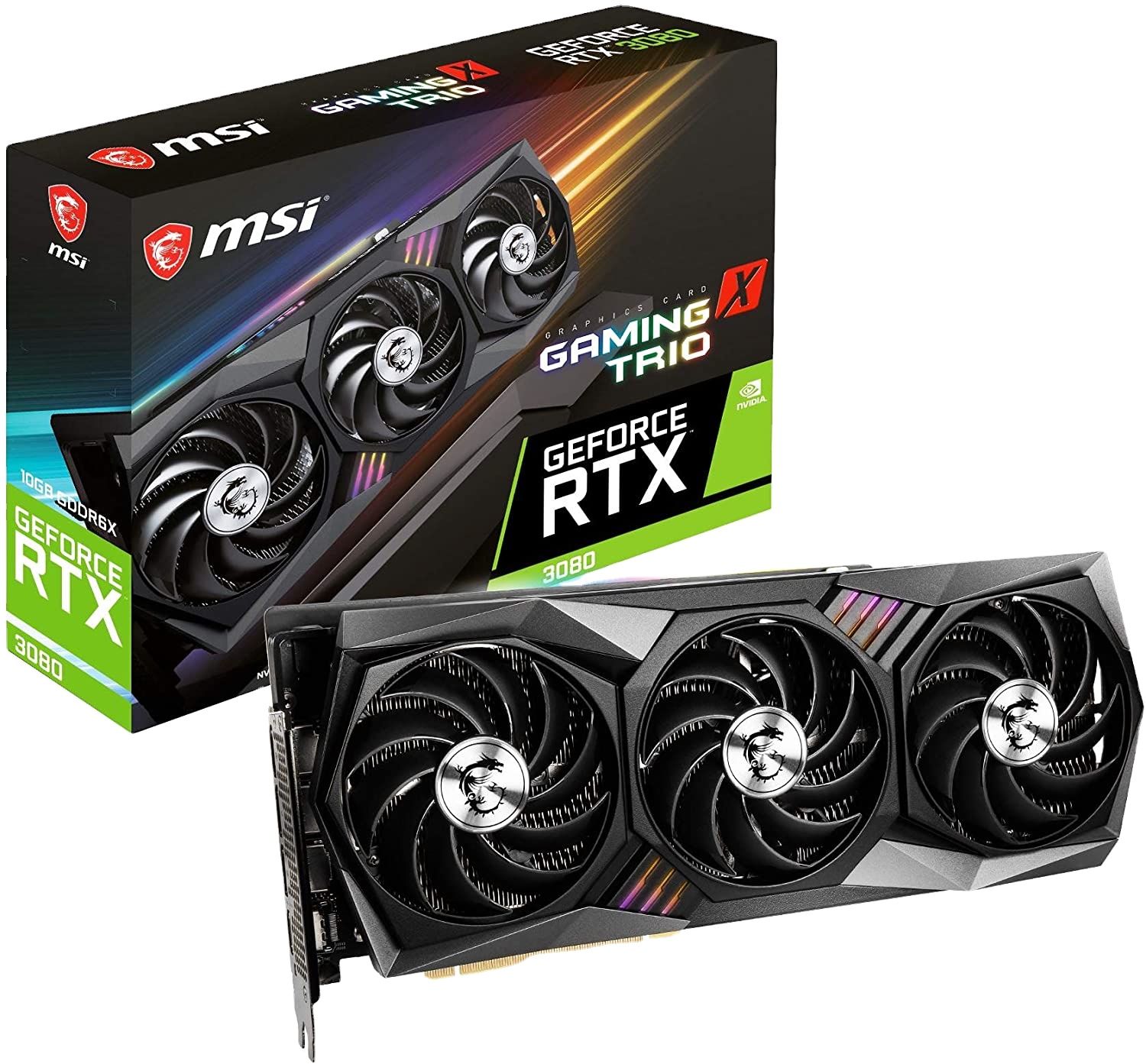 Новый 2021 игровой видеорегистратор MSI GeForce RTX 3080 10 Гб GDRR6X 320 бит