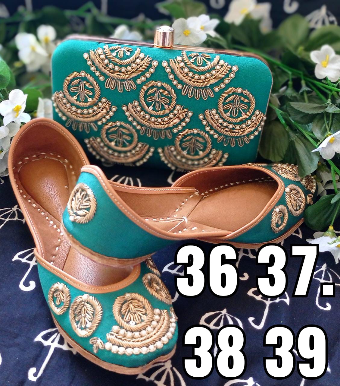 PURE LEATHER PUNJABI JUTTI WITH CLUTCH COMBO FOR WEDDING ETHRIC JUTTIES HAND MADE TRADITIONAL LEATHER JUTTI
