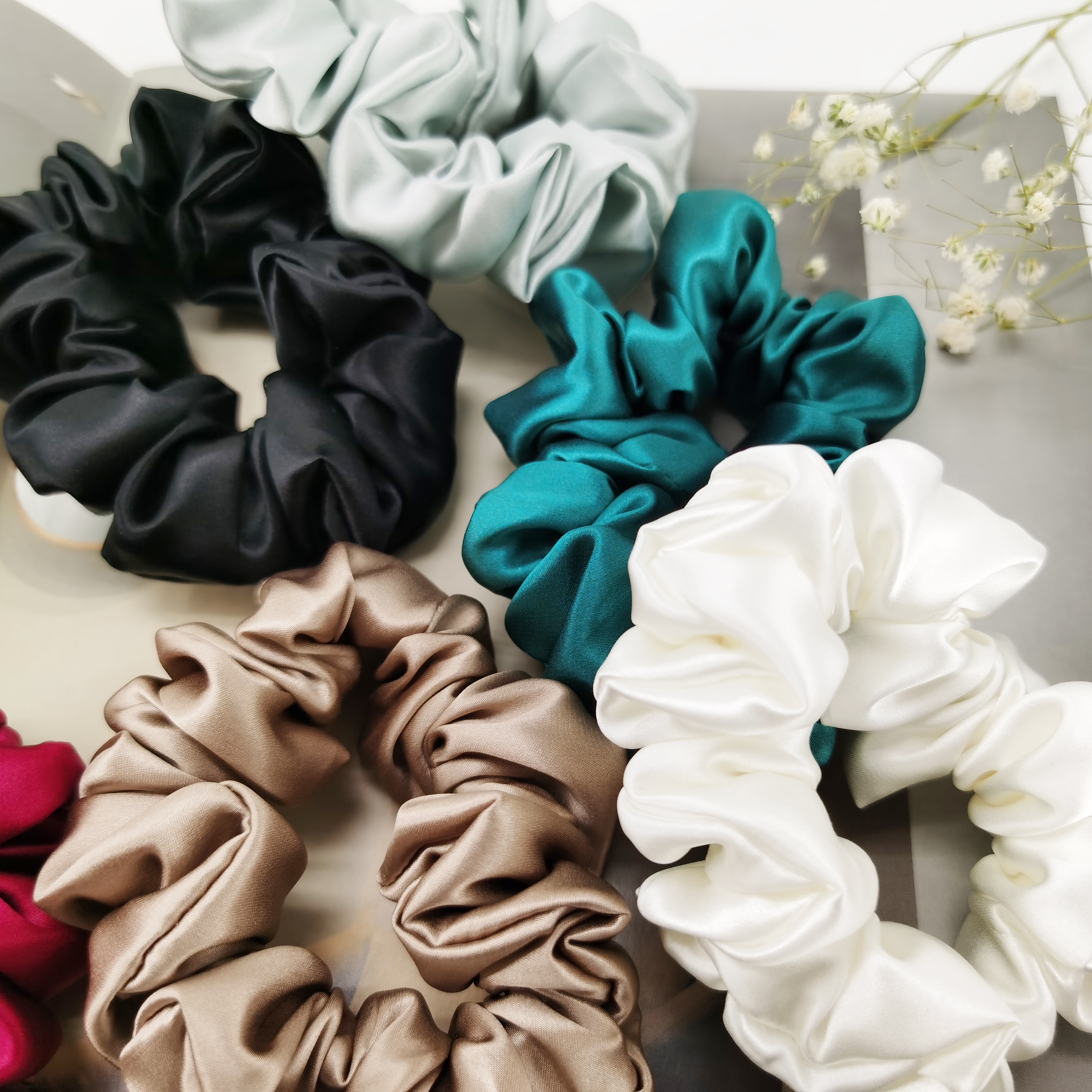 Индивидуальные 100% шелк тутового шелкопряда scrunchie 19momme