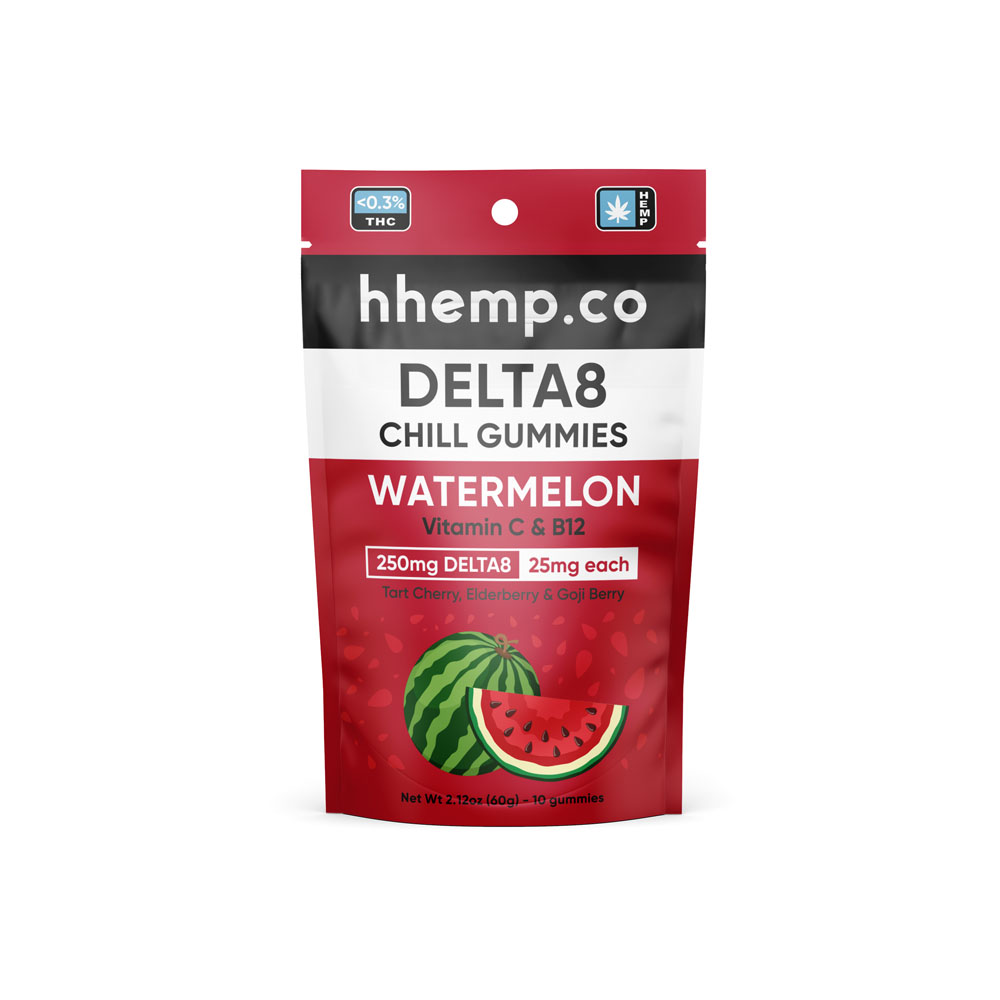 250mg Delta8 Chill Gummies Watermelon POS Box Premium Quality Hemp Flowers CBD Gummies
