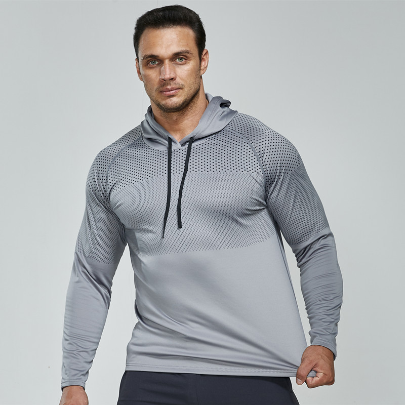 Hooded sweater winter fitness clothes warm leisure sports long-sleeved running Shirt men training fleece gym clothes custom logo