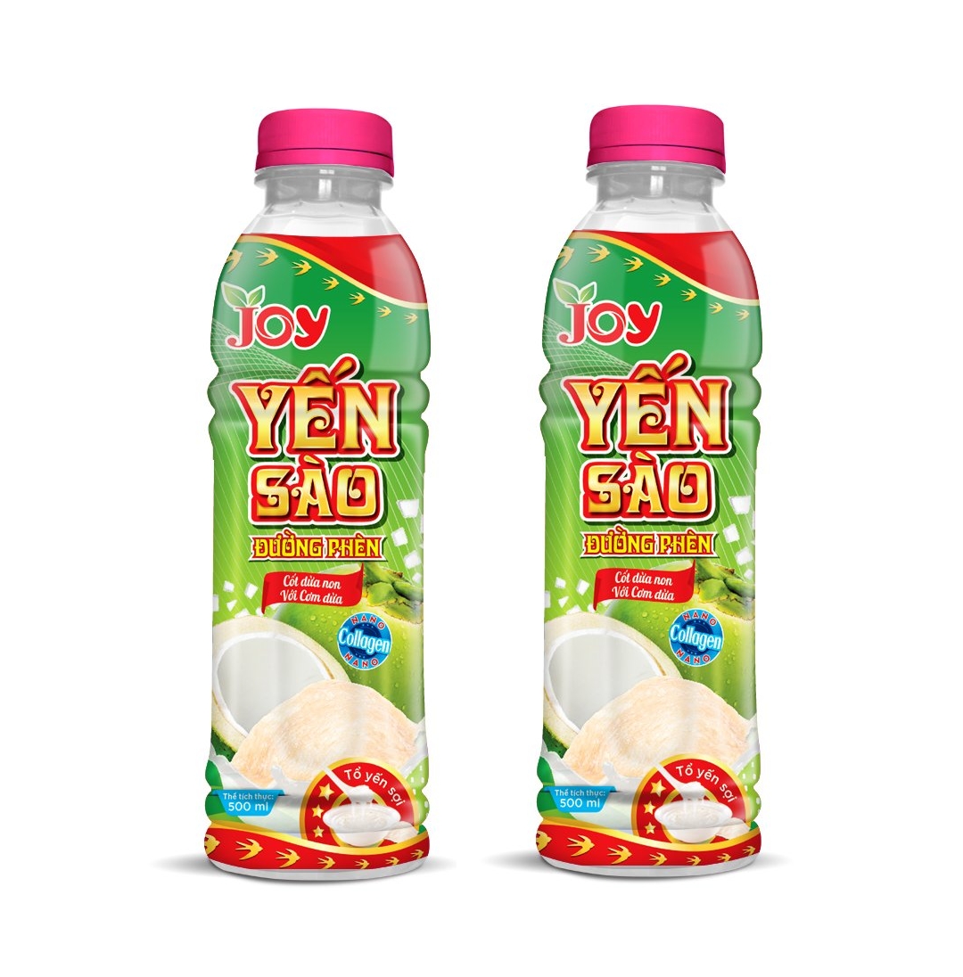 JOY Soft Drink 500ml Plastic Bottle Bird's Nest Fruit Juice Young Coconut with Rock Sugar Viet Nam Brand Products Beverage