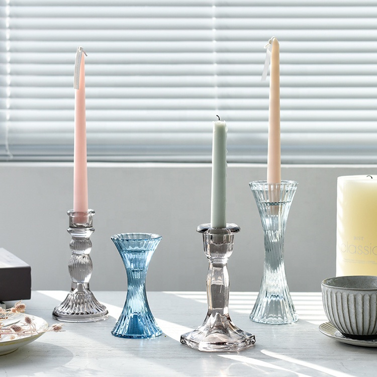 Подсвечники Candelabra из твердого стекла, подсвечники, Прозрачный кристаллический конический подсвечник
