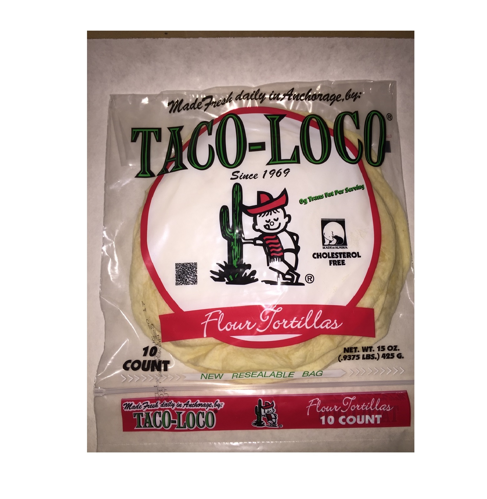 Taco Loco Medium 8" Flour Tortillas Model Number 7820311122