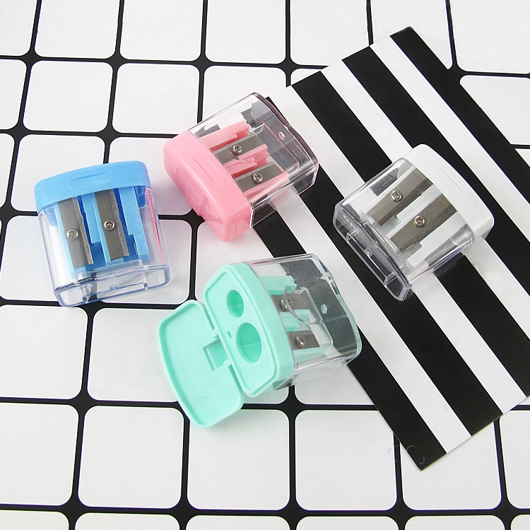 Promotional Custom School Stationery Transparent Plastic Pencil Sharpeners