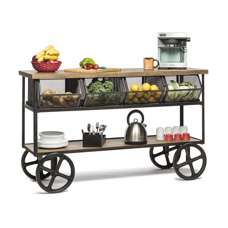 SPICY BITES KITCHEN CABINET TROLLEY , INDUSTRIAL HOME FURNITURE TROLLEY