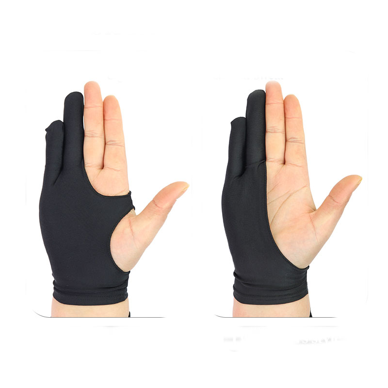 Черная художественная перчатка Mikailan XS/S/M/L, перчатка для рисования двумя пальцами, защита от обрастания, уменьшение трения, отлично подходит для правой и левой руки