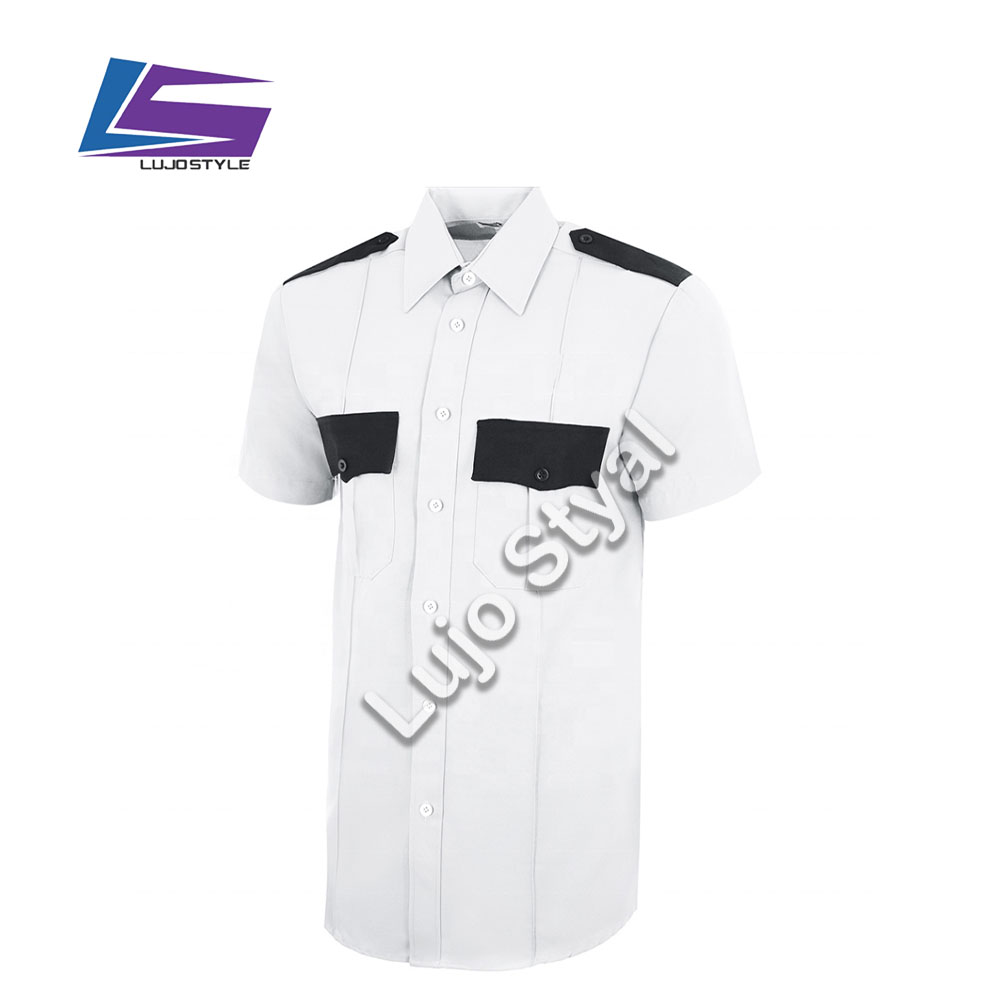 Wholesale high quality 100% Polyester Short Sleeve Uniform Shirt for security guard for staff casual