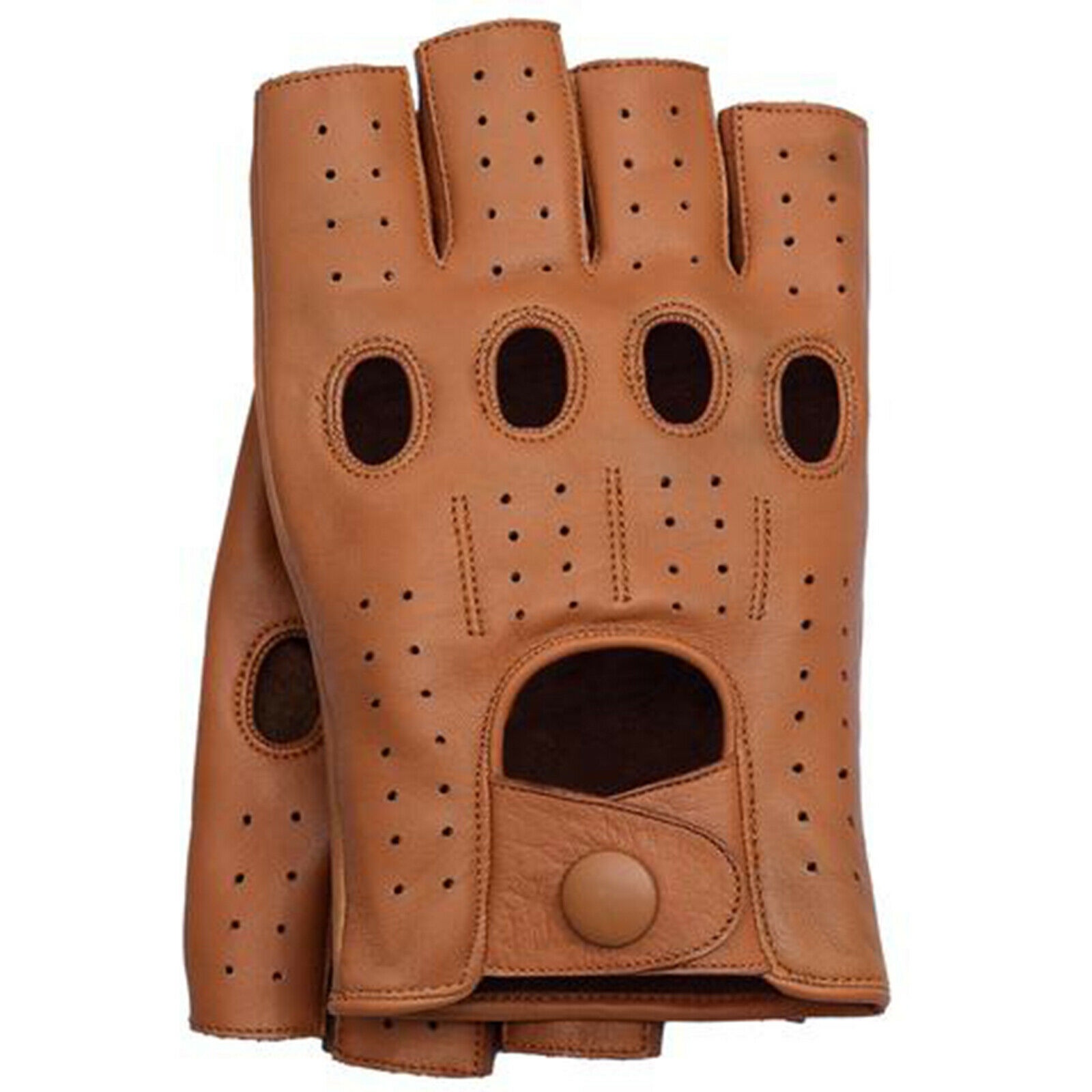 Pure Real leather half finger Driving gloves knuckle holes vents lined & unlined Custom design