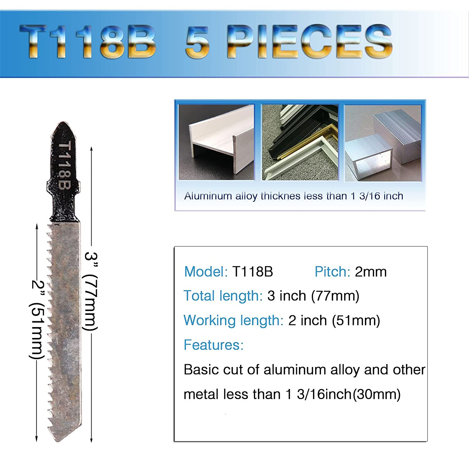 25-Piece Jigsaw Blades  Assorted T-Shape Shank Jig Saw Blade Set for Cutting Wood Plastic Fit