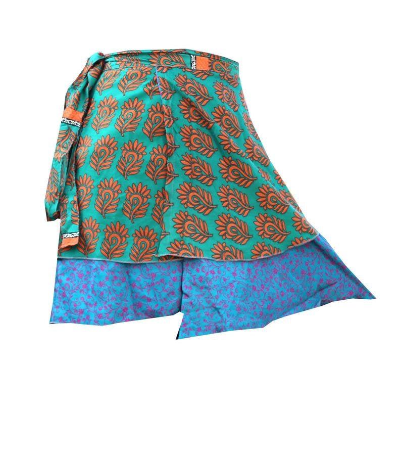 Vintage mini Silk Saree Wrap Skirt Indian Handmade Halter Sarong Bikini Women's Dress Bohemian Wrap Around Sari mini Skirts