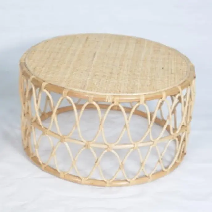 Zola coffe table & side table natural rattan withe open webbing