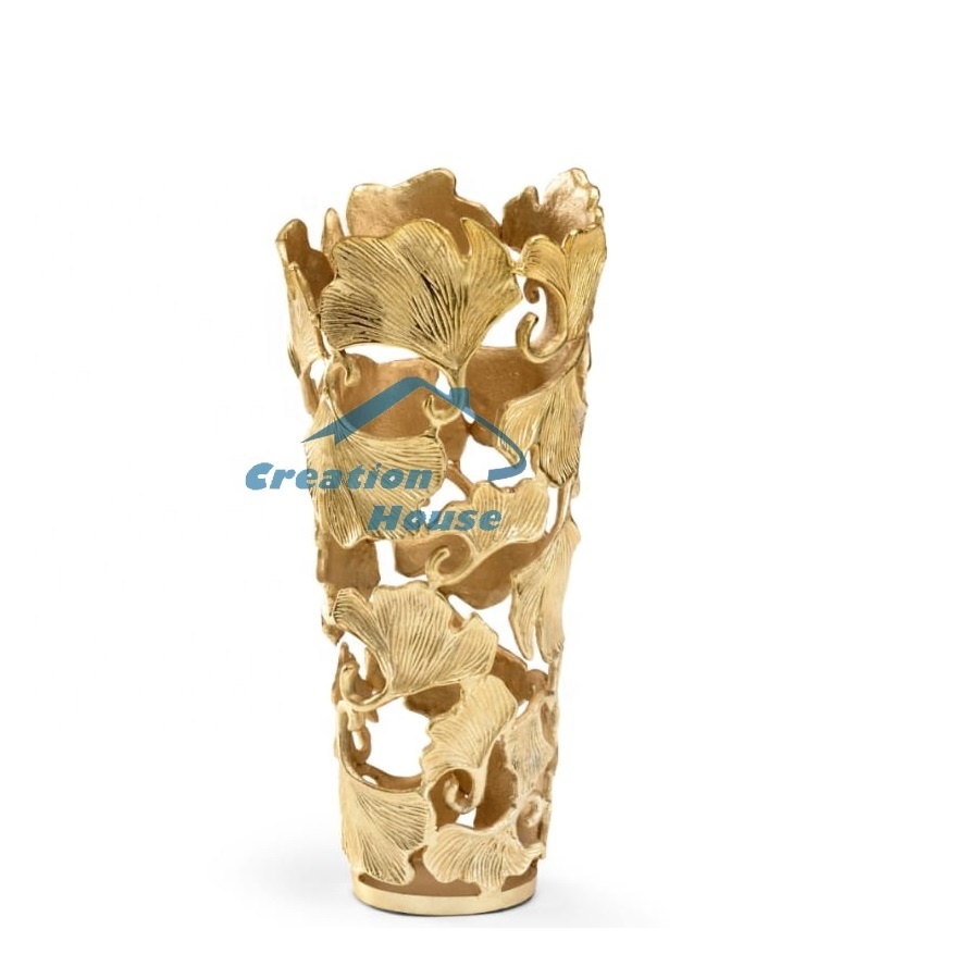 Golden Aluminium Flower Vase