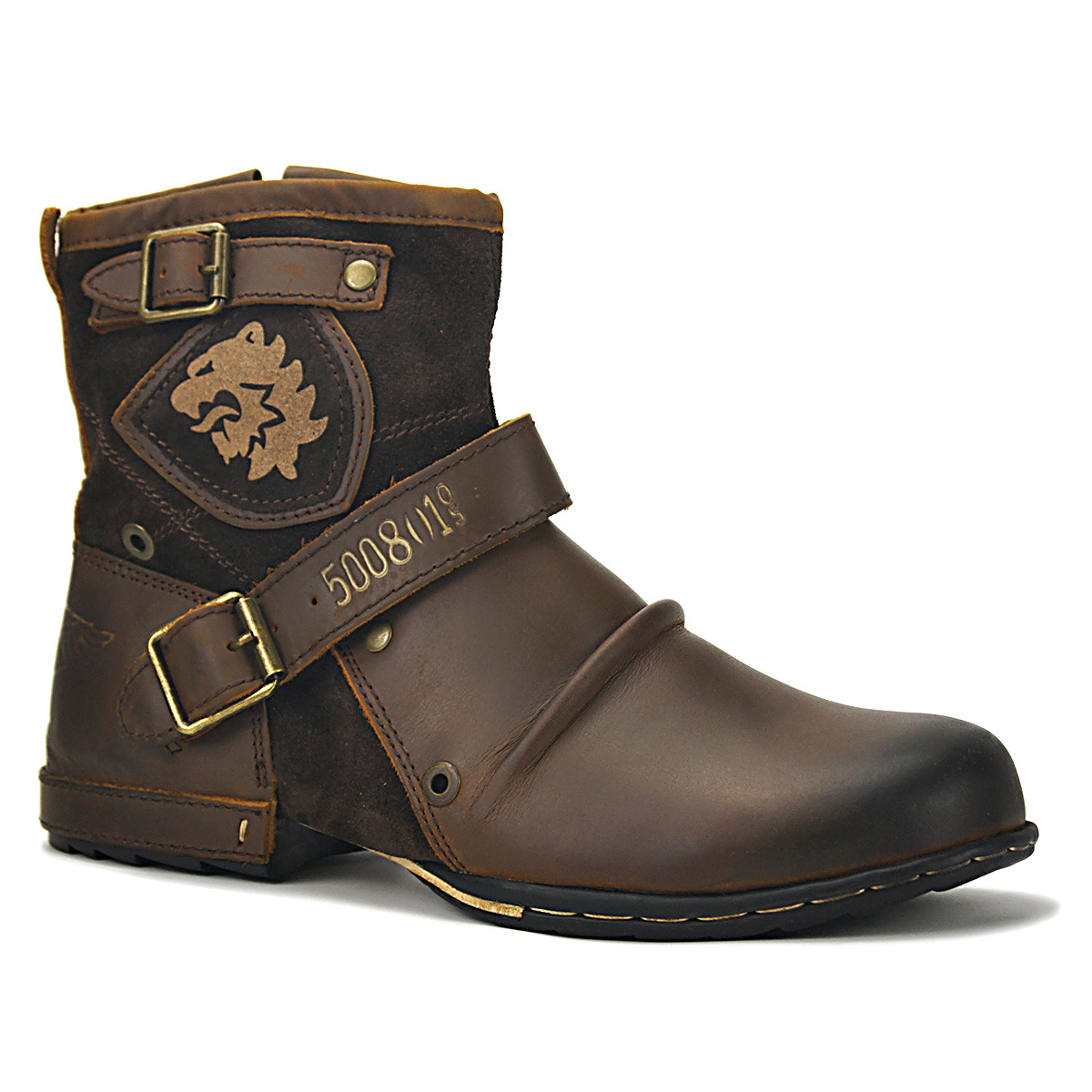 Retro British Work Boots Mens Trendy Ankle High Motorcycle Boots For Sale