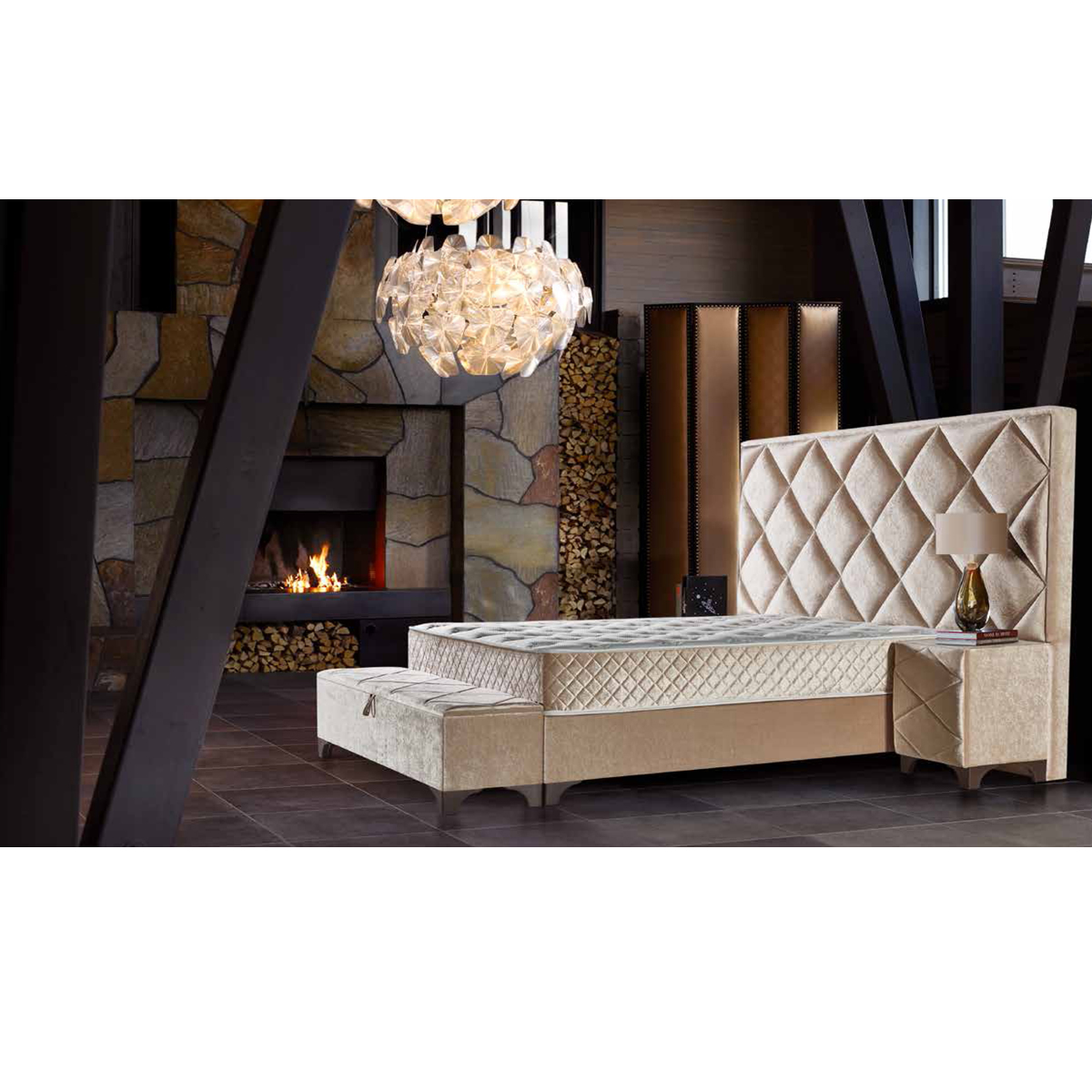 Orthopedic Hotel Bed Mattress Luxury design hotel and Living Room beds boxspring pocket spring foam with Storage from Turkey