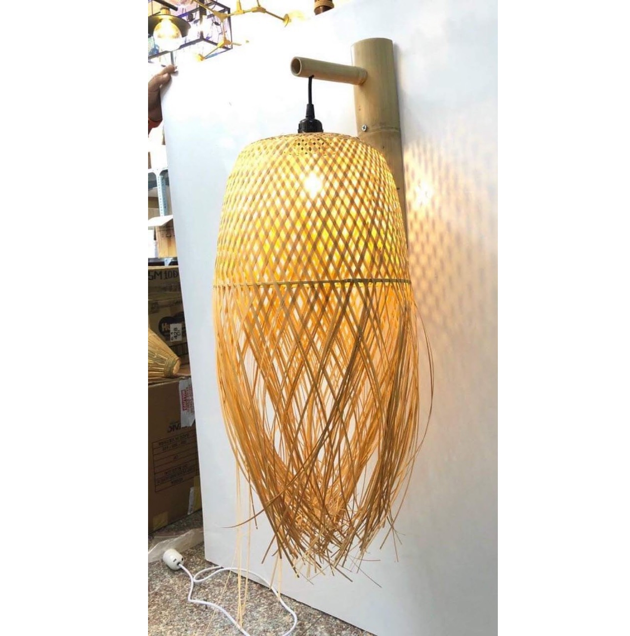 Modern Style Vietnam Bamboo Rattan Lighting Fixtures Chandeliers Decor Lamp Shade Interior Light
