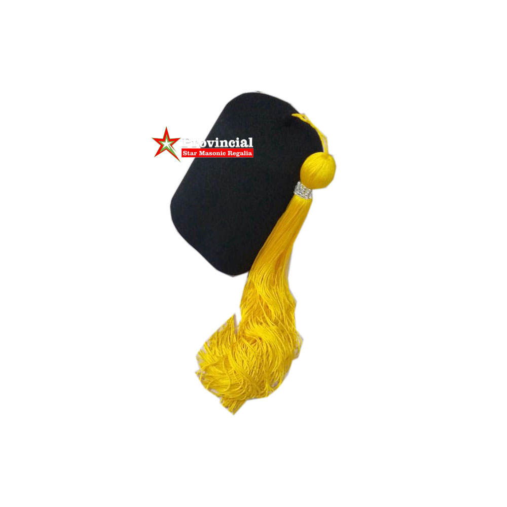 Masonic OES Order Eastern Star Black Fez With Gold Tassels