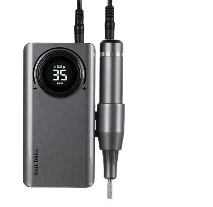 Professional201 Electric Cordless 35000rpm Power Bank Lcd Screen Large Capacity Battery Nail Drill Machine With Holder Buckle