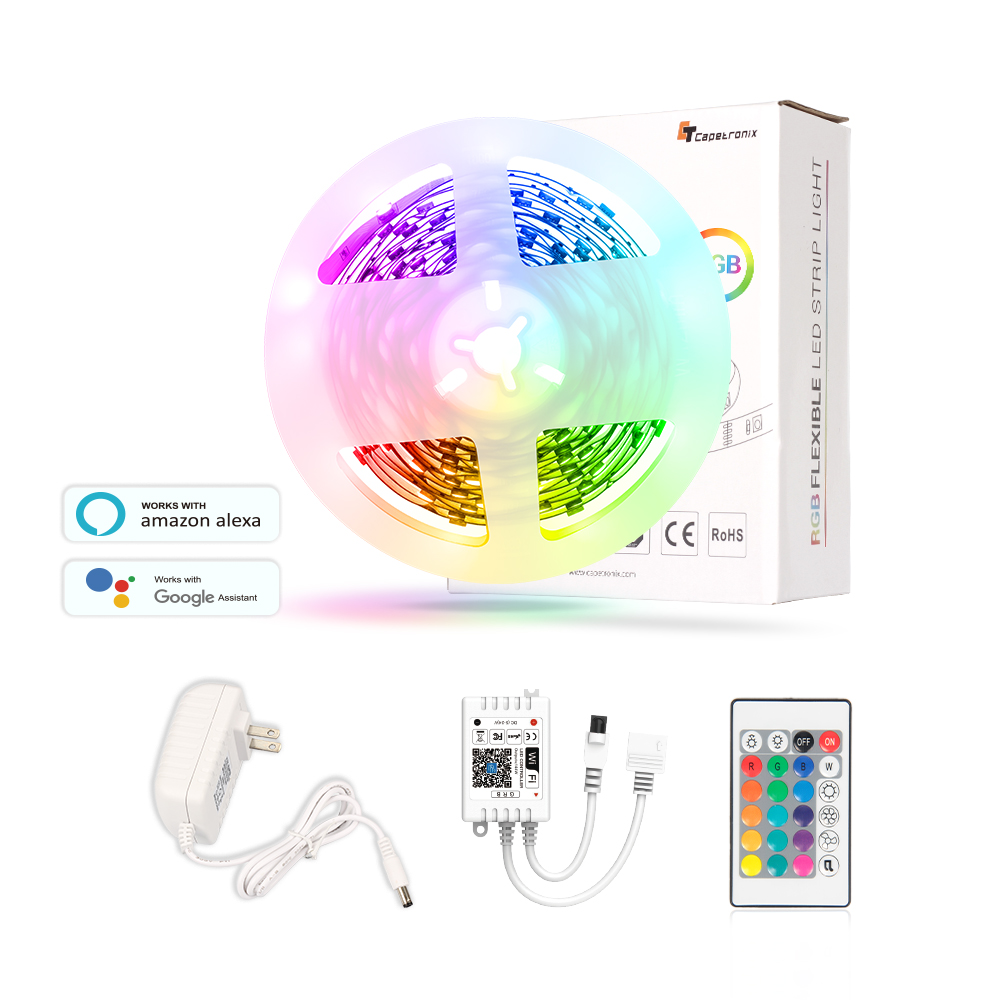 Набор смарт-светодиодных лент Magic App, 150 светодиодов, 5050 Rgb, Светодиодная лента, Wi-Fi контроллер, работающий с Google Alexa