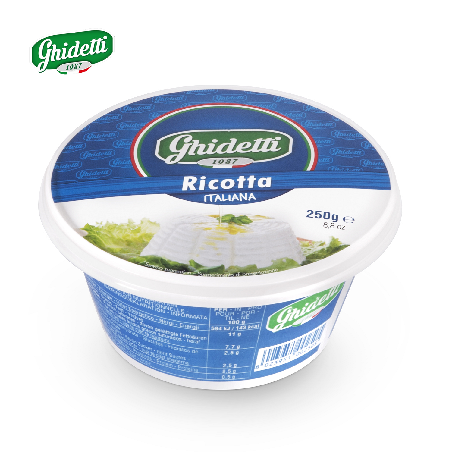 Gold Standard Italian Delicious Fresh Ricotta Cheese 250g Perfect for Cheese Cake