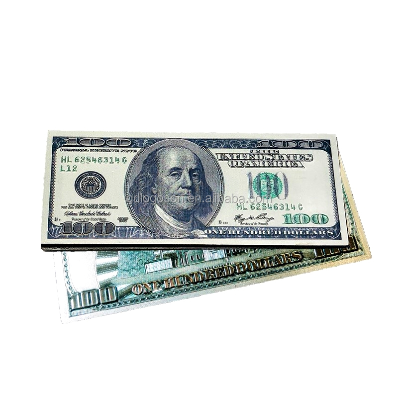 100% Пользовательский логотип 100 доллар США купюр магнит на холодильник двухсторонний магнит фольга магниты на холодильник