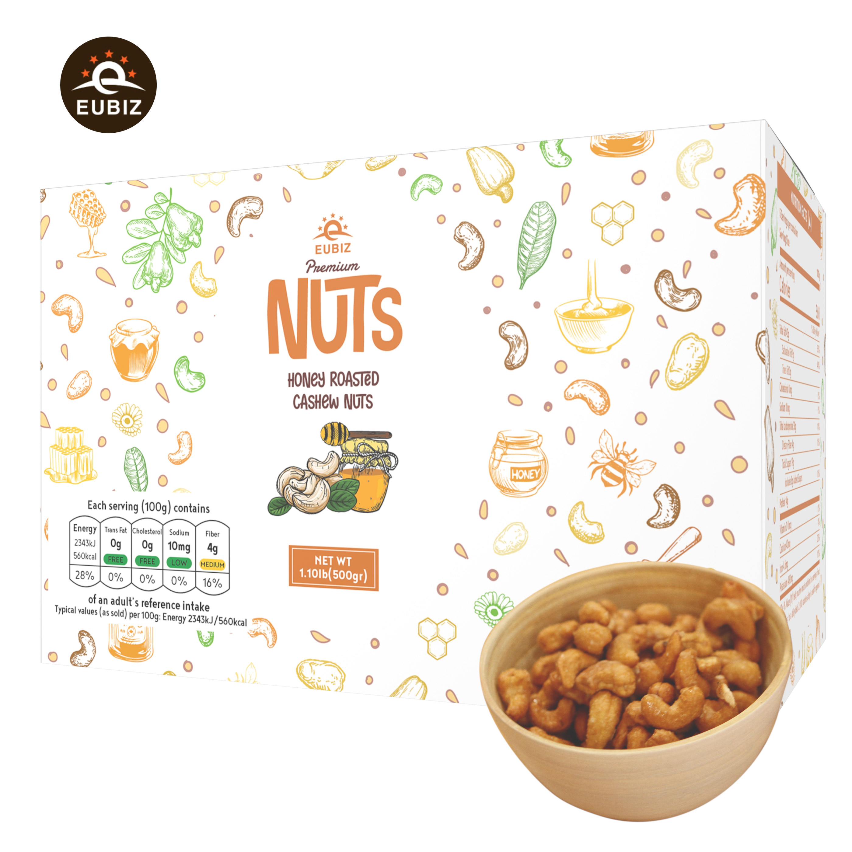 Whole Sale EUBIZ Cashew nuts Flavor Honey - High Quality Wholesale Cashew Nuts - Box (paper) 500g (17.7 OZ) - VietNam