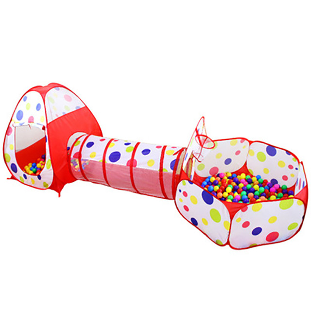 Castle Play Tent Crawl Tunnel Ball Pit with Basketball Hoop play tent for Kids Toddlers Indoor Outdoor Playhouse
