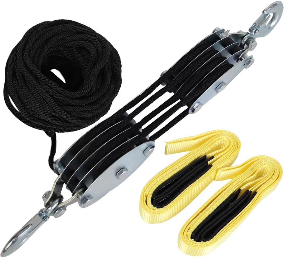 2 ton Lifting capacity hoist hand worm gear double wheel pulley hoist with 1500lbs sling belt