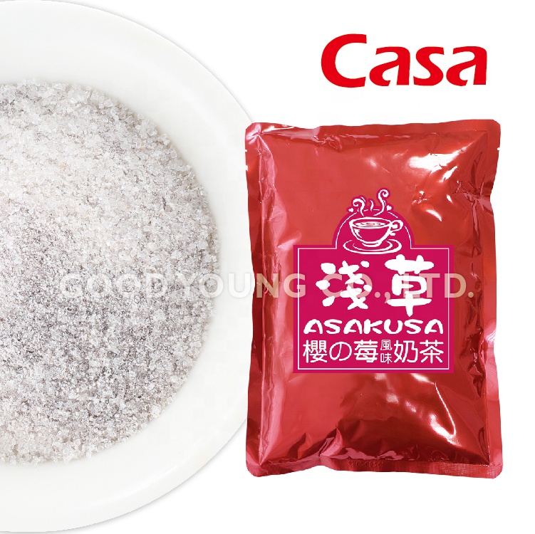 Instant Taiwan Boba Bubble Tea Drinks with Strawberry Milk Tea Powder Bag Packaging