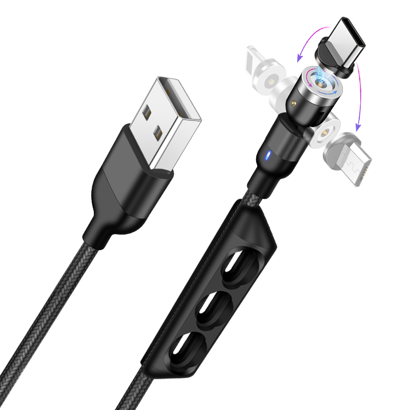 2021 оптовая продажа магнитный кабель 540 градусов micro usb кабель 3 в 1usb Магнитный Плетеный usb Дата-кабель Магнитный зарядный кабель