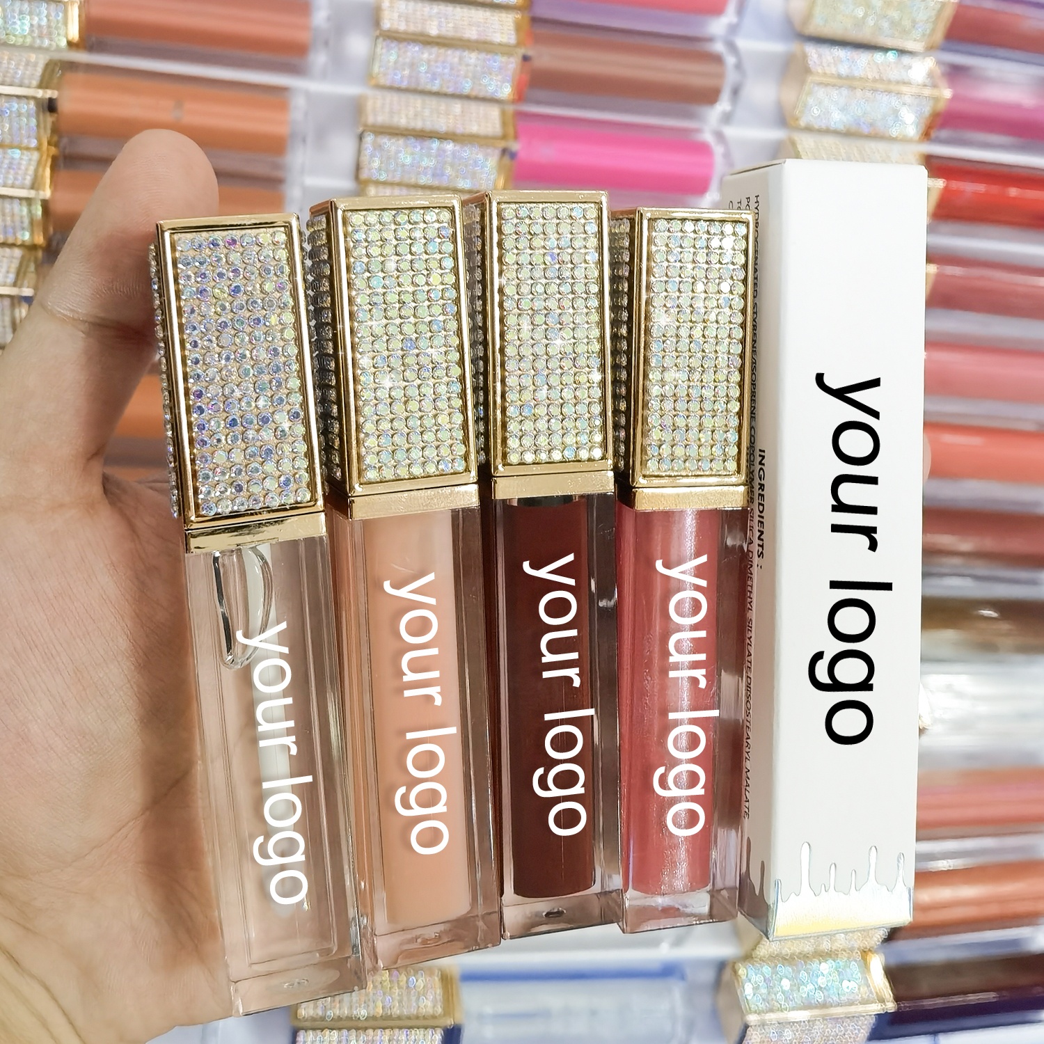 Wholesale Private Label glitter pigment Waterproof lipgloss Glitter Lipgloss vegan lipgloss