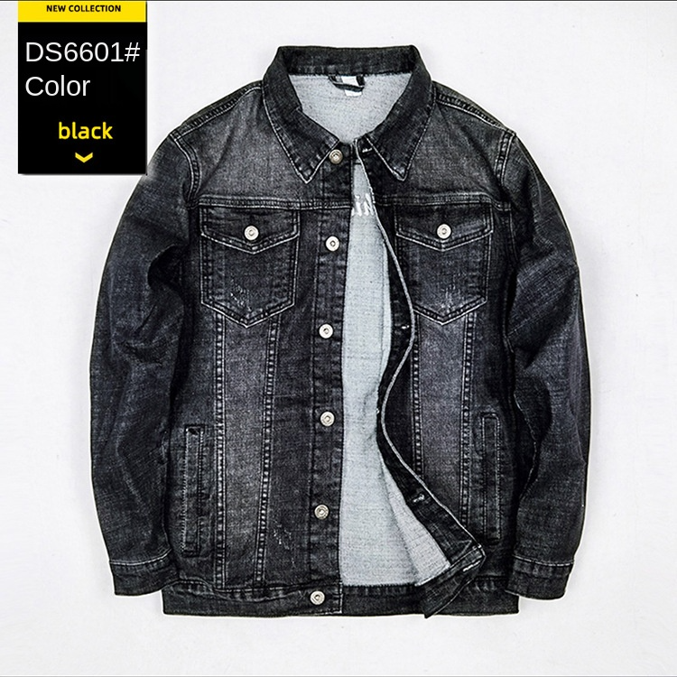Men's Denim Jacket Hole Stylish Long Sleeve Jacket