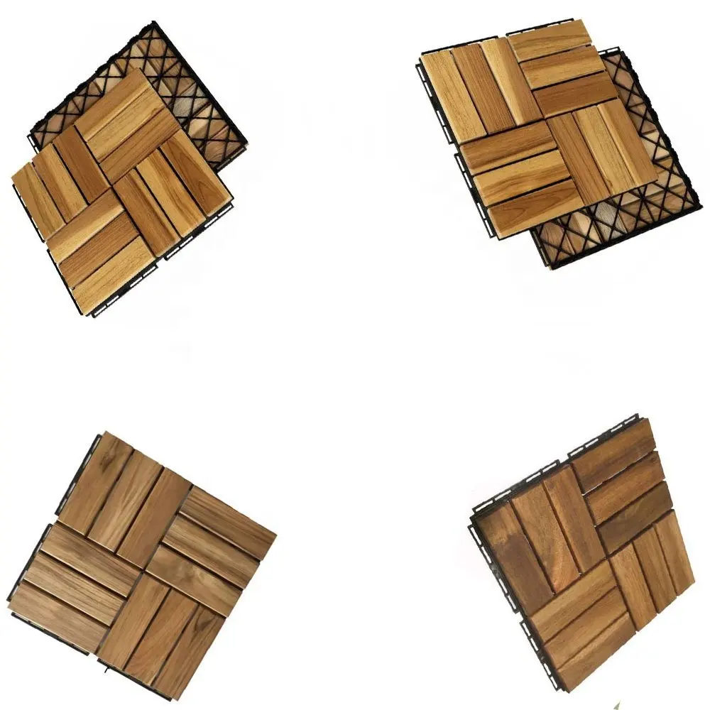 Acacia Wood Interlocking Deck Tiles, Plastic wood composite interlock deck tile or Plastic Decking Flooring Tiles B5820