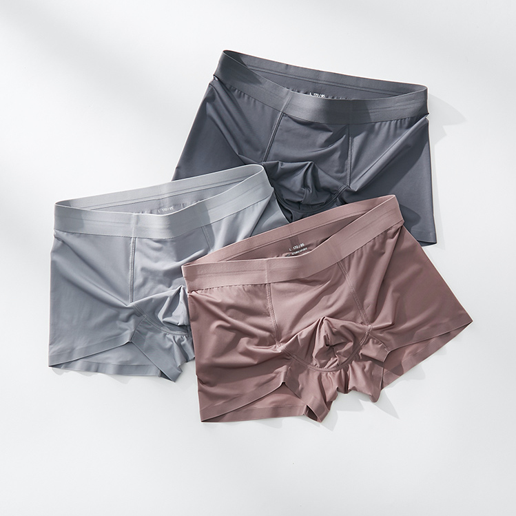 Men Ice Silk Cozy Breathable and Seamless Munafie Underwear Brief boxer Champagne