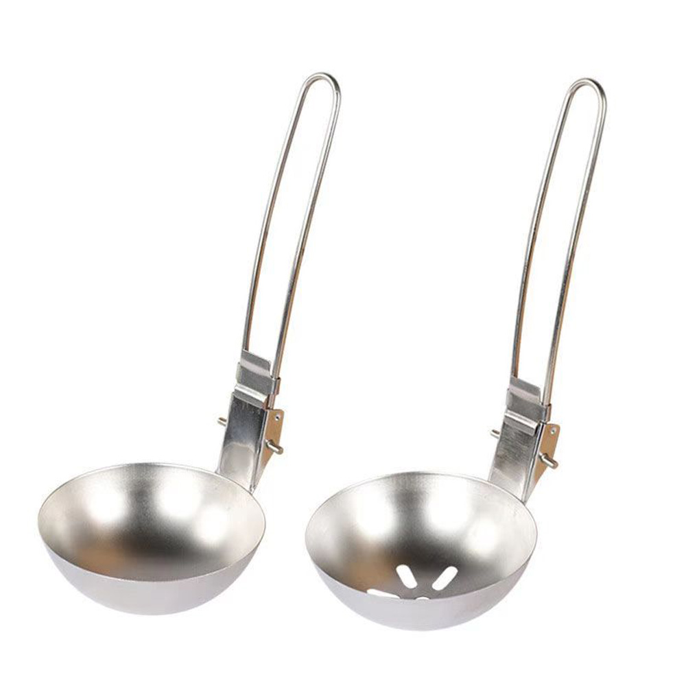 Outdoor household portable kitchen utensils stainless steel camping picnic foldable two-piece picnic spoon