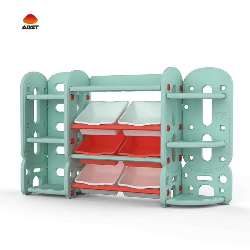 Custom Logo Book Rack Outdoor Plastic Safety Toy Shelf Kids Storage Cabinet Bookshelf