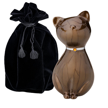 Ornamental Metal Cat Urn for Indoor Use
