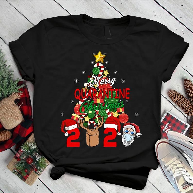 Christmas Plus Size woman tshirts Short Sleeve Merry Quarantine Christmas 2020 party t-shirt