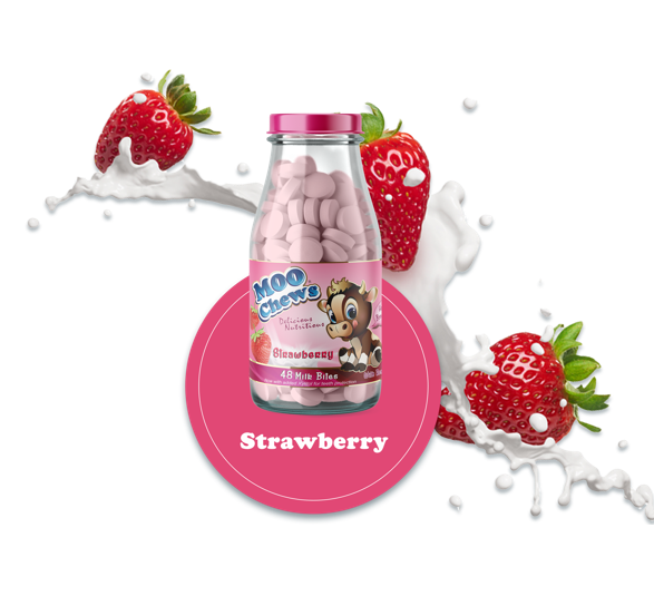 Moo Chews 48 таблеток бутылка клубника здоровая закуска для детей и малышей молочный таблетки с высоким содержанием кальция NZ