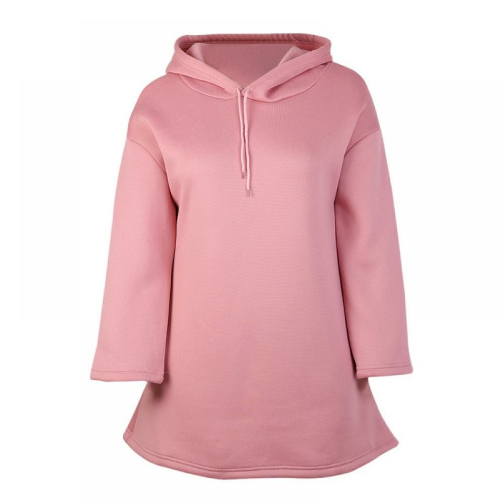 Customized ladies Pink Cotton Drop Shoulder Fleece Oversized Hoodies