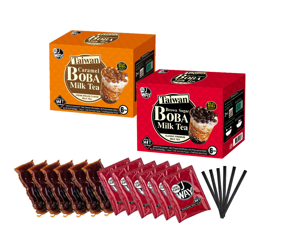 Wholesale Product Brown Sugar and Caramel Bubble Tea Set (6 pcs) with 6 Straws Powder Tea with Boba