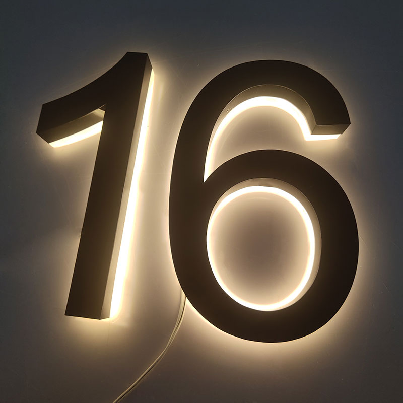 Outdoor 3D Metal Illuminated Letters And Lights Address House Number Homes Lighted Street Backlit Led Rgb House Number Signs