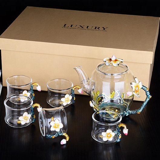 Enamel color heat-resistant glass Kung Fu tea cup set