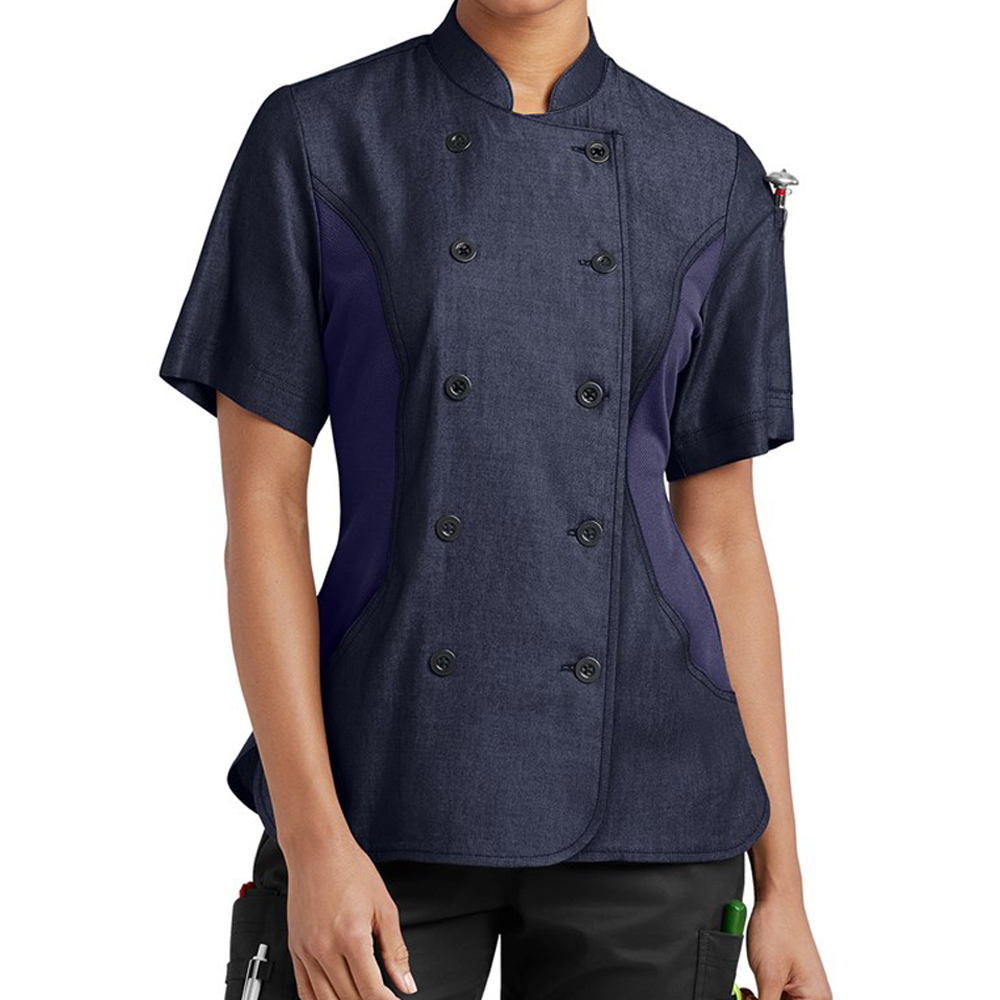 Custom Women Chef Coat Short Sleeve Uniform Double-Breasted Chefs Kitchen Jackets