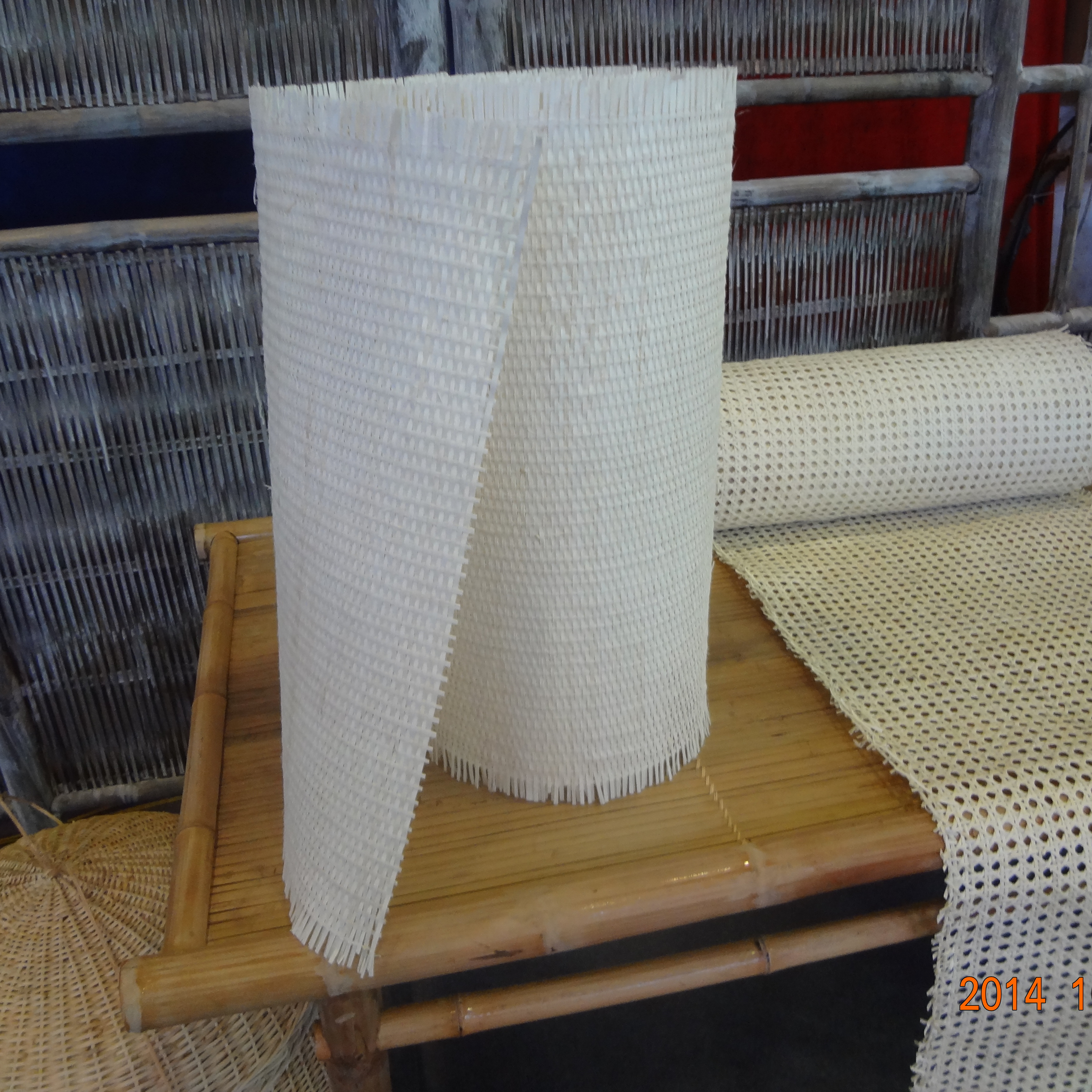 Close Natural rattan webbing