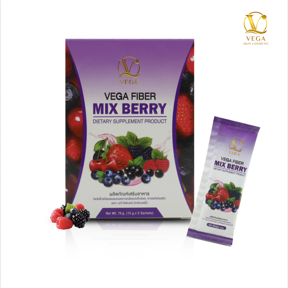 Fiber Detox Collagen In One Sachet Vega Fiber Mix Berry Dietary Supplement Powder Form Mix With Water Drink